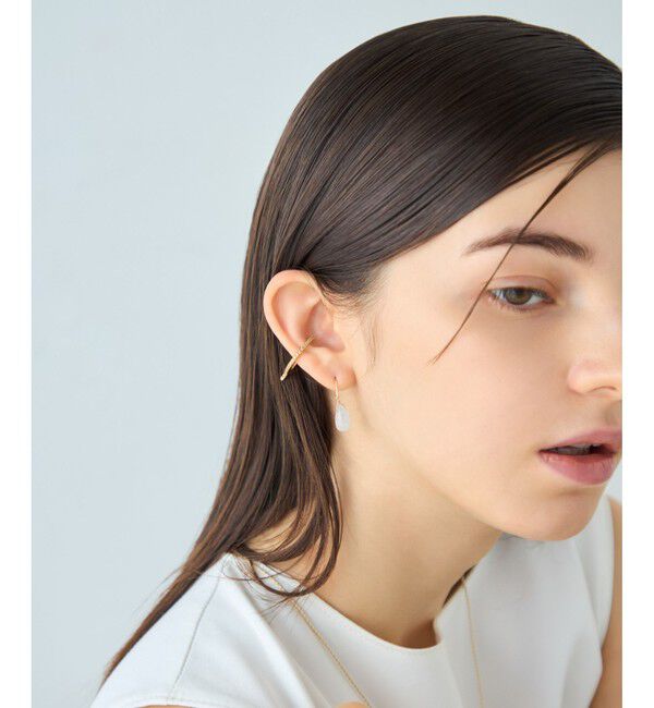 ete「[スウィングドロップ] K10 ナチュラルストーン ピアス」|ピアス|