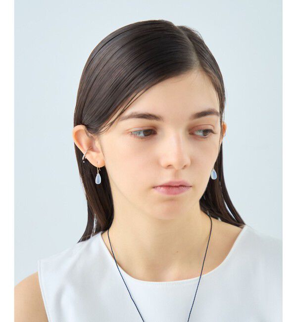 ete「[スウィングドロップ] K10 ナチュラルストーン ピアス」|ピアス|