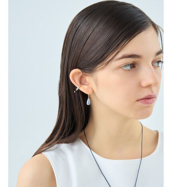 ete「[スウィングドロップ] K10 ナチュラルストーン ピアス」|ピアス|