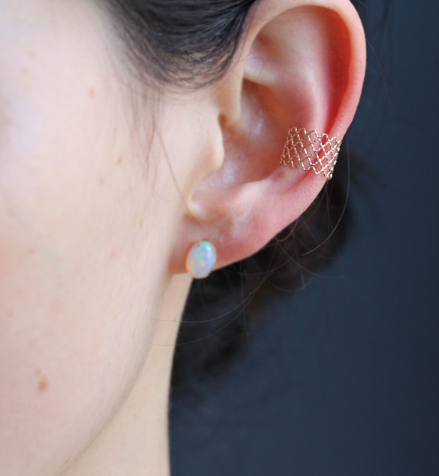  「ゴールド メッシュ イヤーカフ | K10YG 【片耳用】」|イヤーカフ|