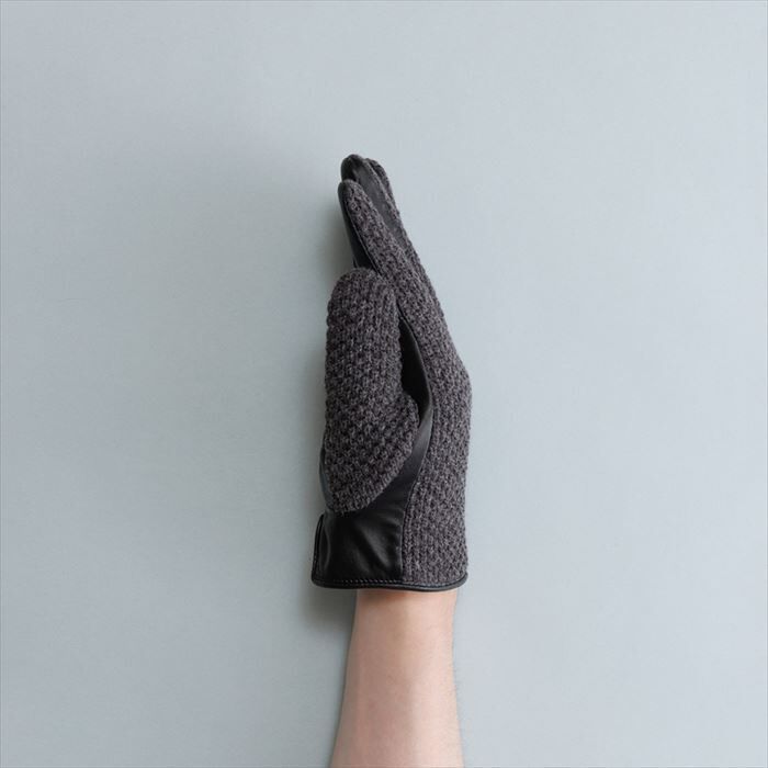 BACKYARD FAMILY「クロダ 手袋 メンズ 通販 グローブ 手ぶくろ おしゃれ 鹿の子編み ニット レザー 革」|手袋|