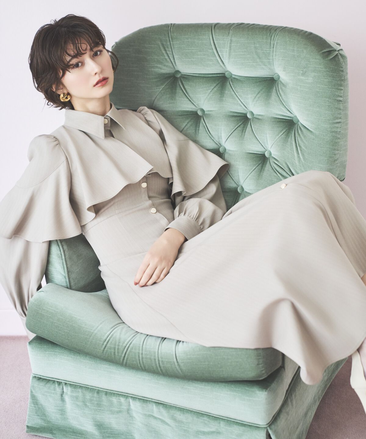 アンドクチュール「ケープフリルシャツワンピース」|ワンピース|