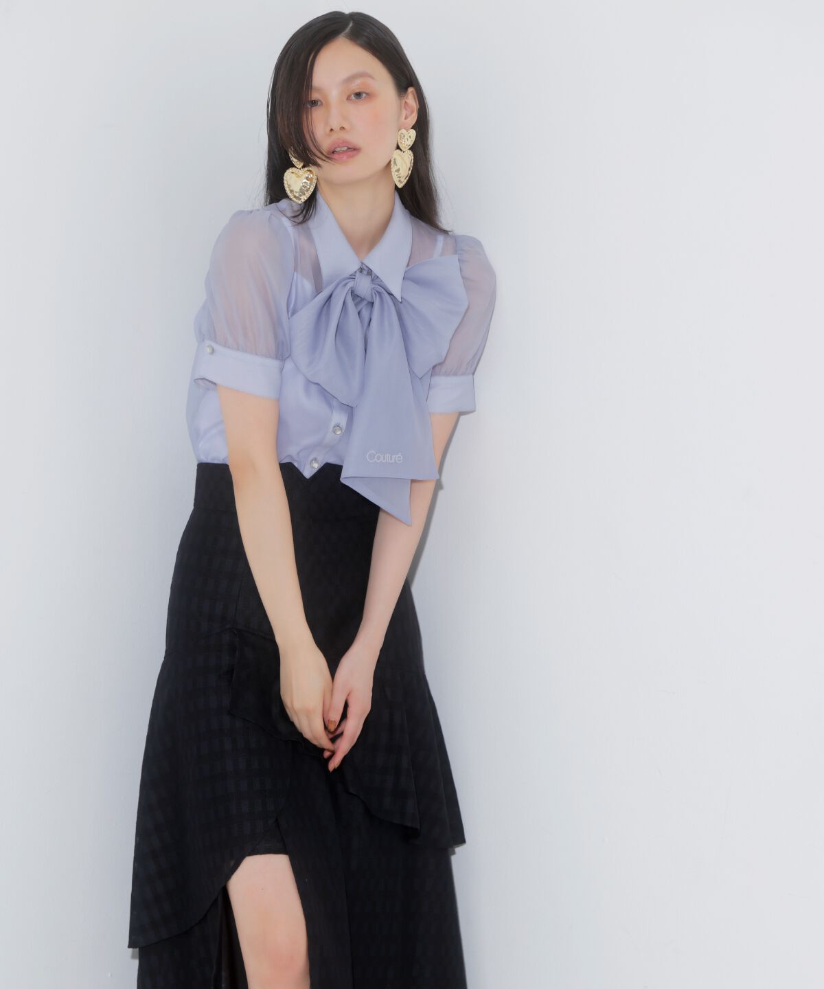 アンドクチュール「レースティアードスカート」|フレア|