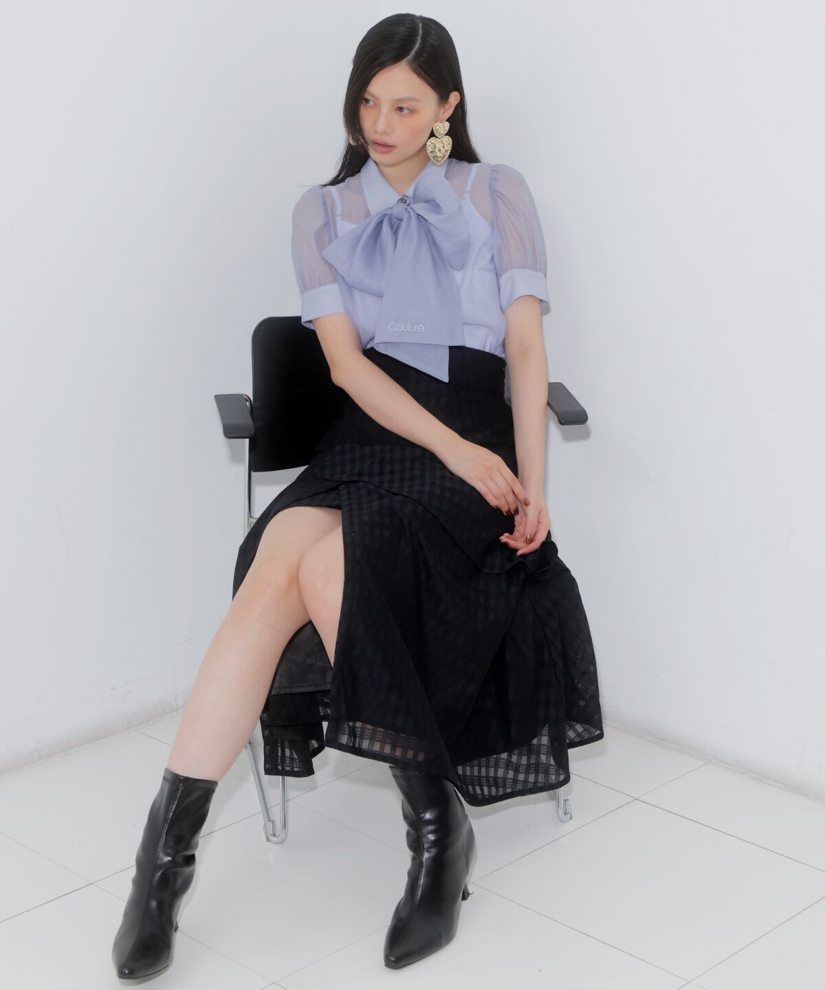 アンドクチュール「レースティアードスカート」|フレア|