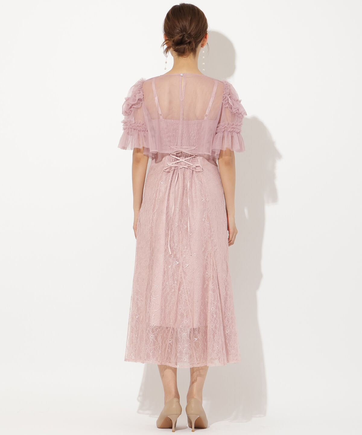 アンドクチュール「チュールフリルブラウス+レースキャミドレス」|ドレス|