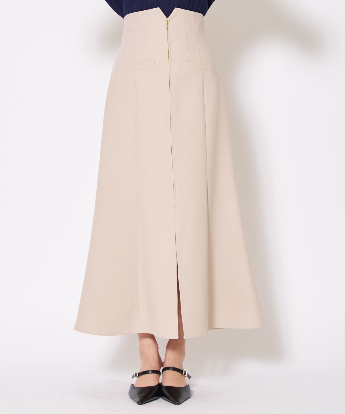アンドクチュール「フロントZIPマーメイドスカート」|フレア|