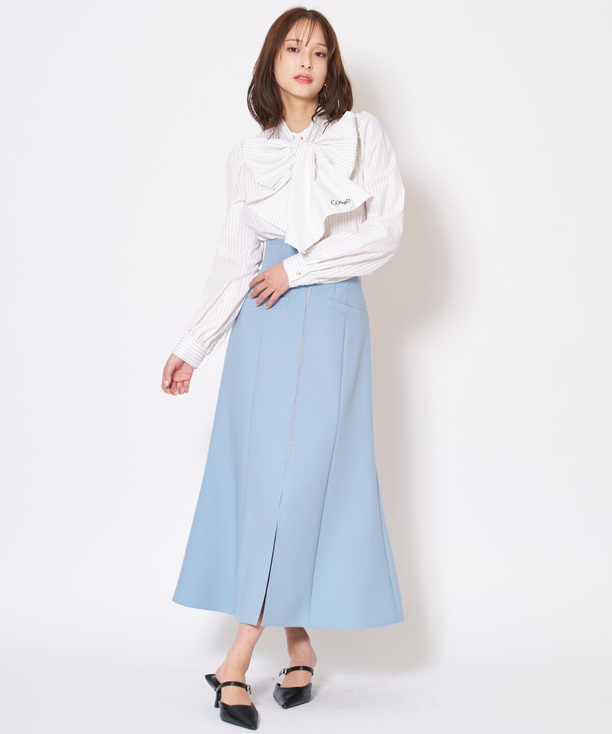 アンドクチュール「フロントZIPマーメイドスカート」|フレア|