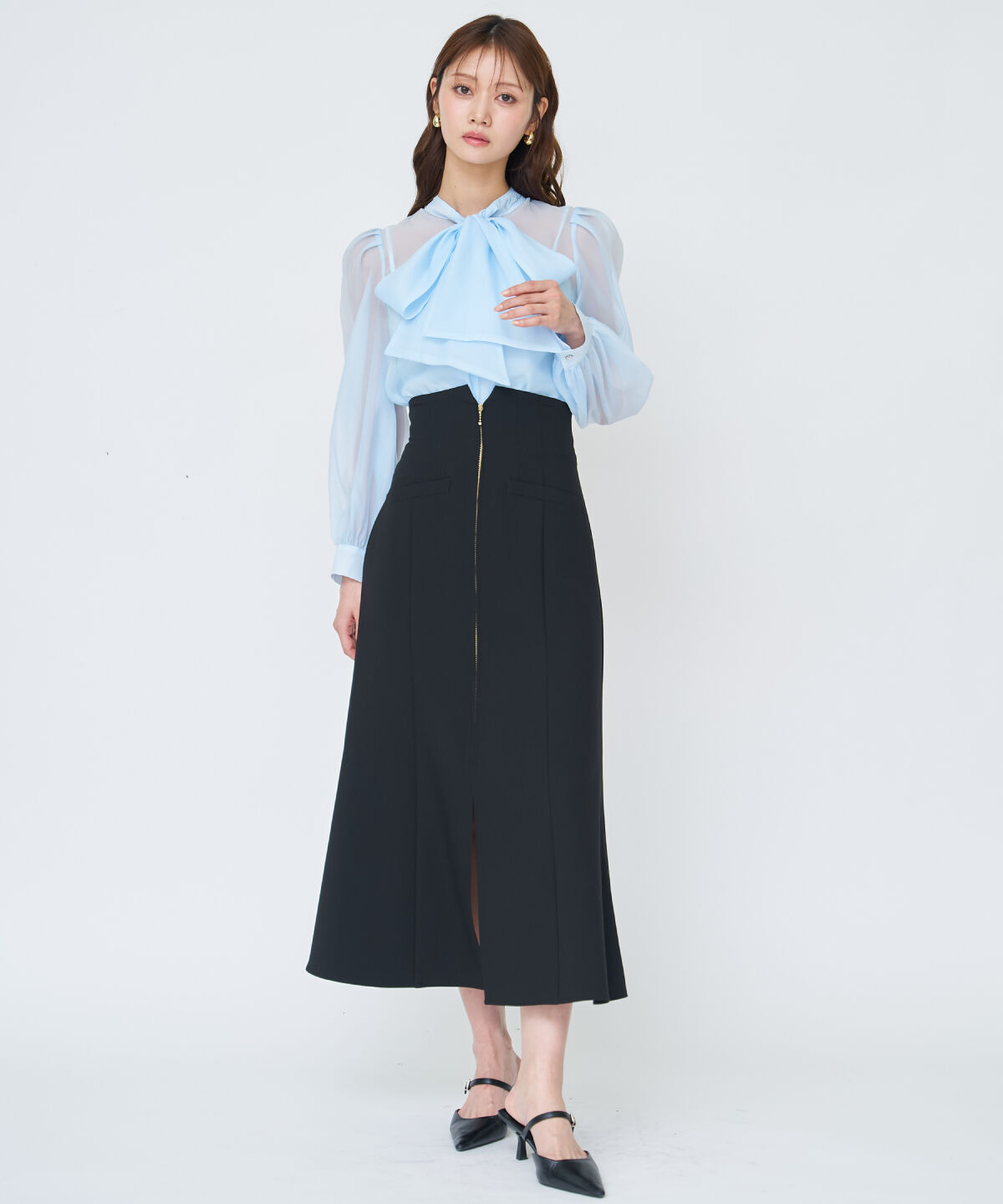 アンドクチュール「フロントZIPマーメイドスカート」|フレア|