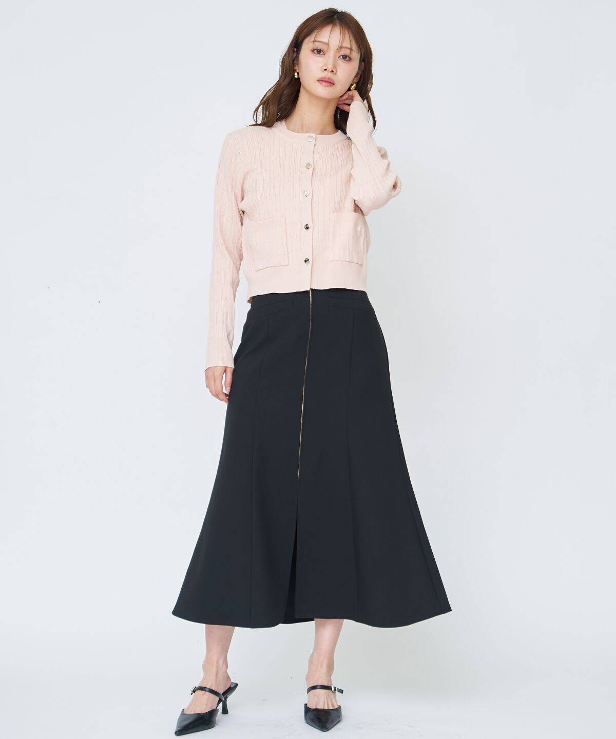 アンドクチュール「フロントZIPマーメイドスカート」|フレア|