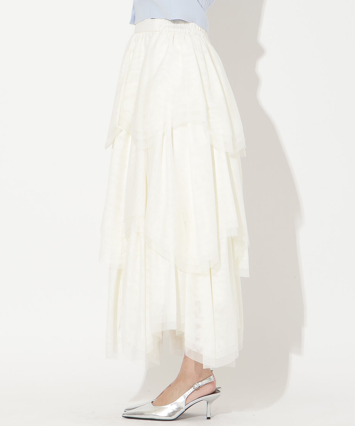 アンドクチュール「チュールティアードスカート」|フレア|