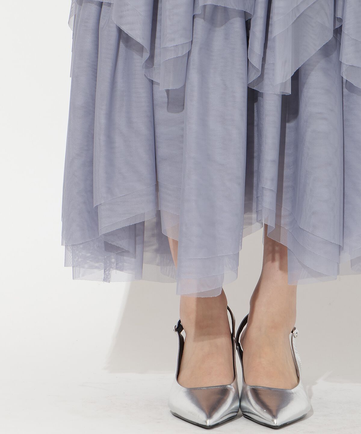 アンドクチュール「チュールティアードスカート」|フレア|