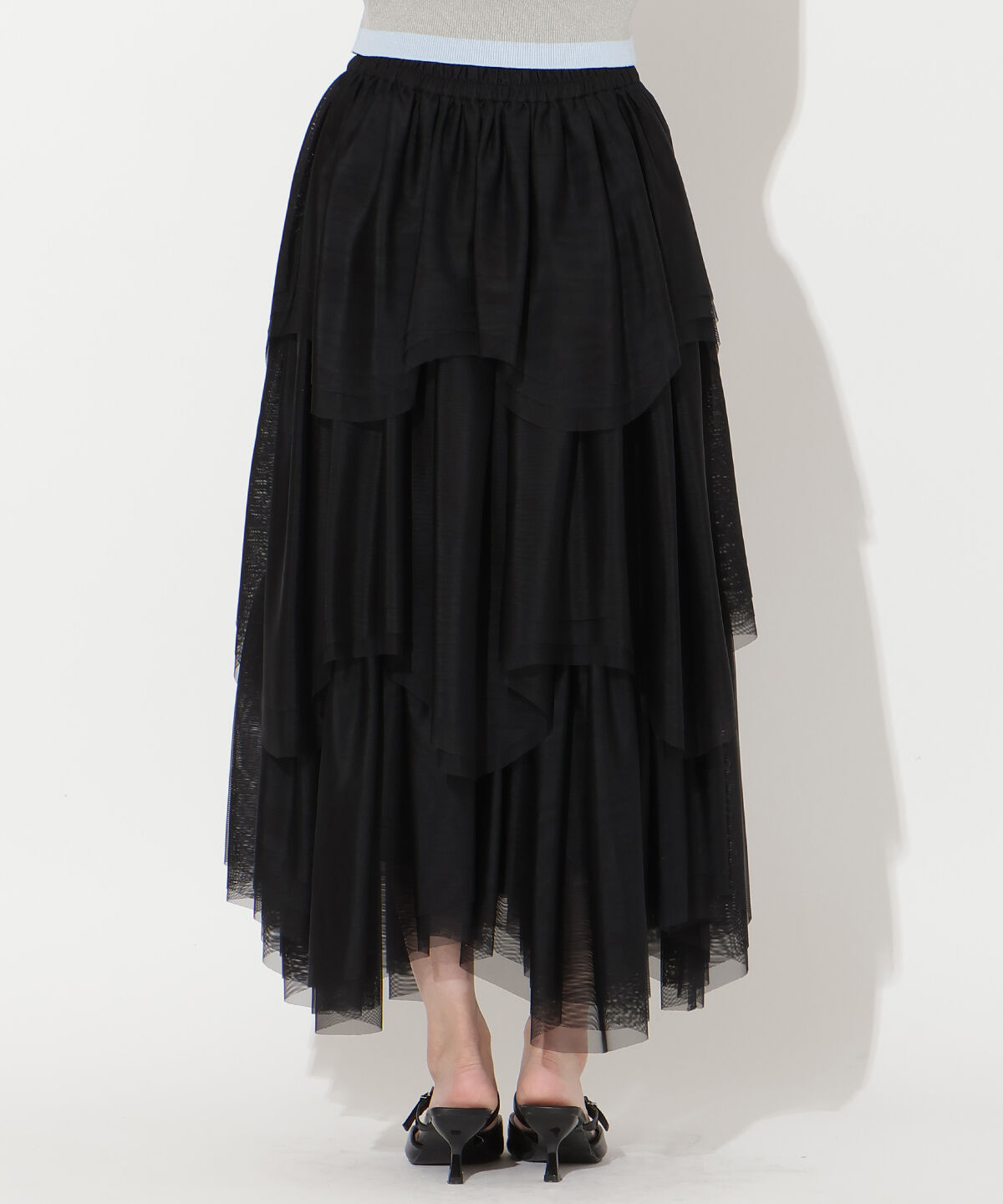 アンドクチュール「チュールティアードスカート」|フレア|