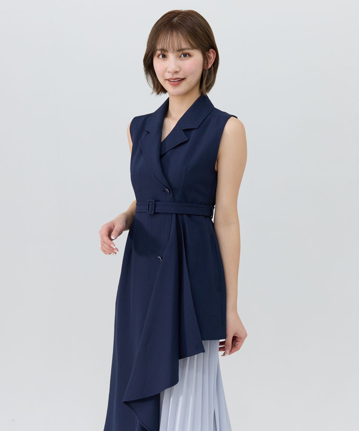 REDYAZEL「ノースリーブサイドプリーツワンピース」|ワンピース|