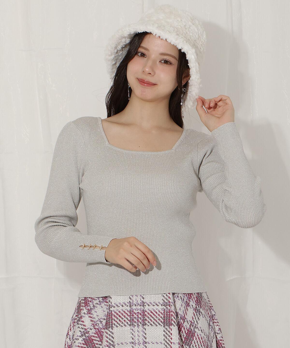 WILLSELECTION「リボンスリーブ2WAYラメニット」|ニット・セーター|