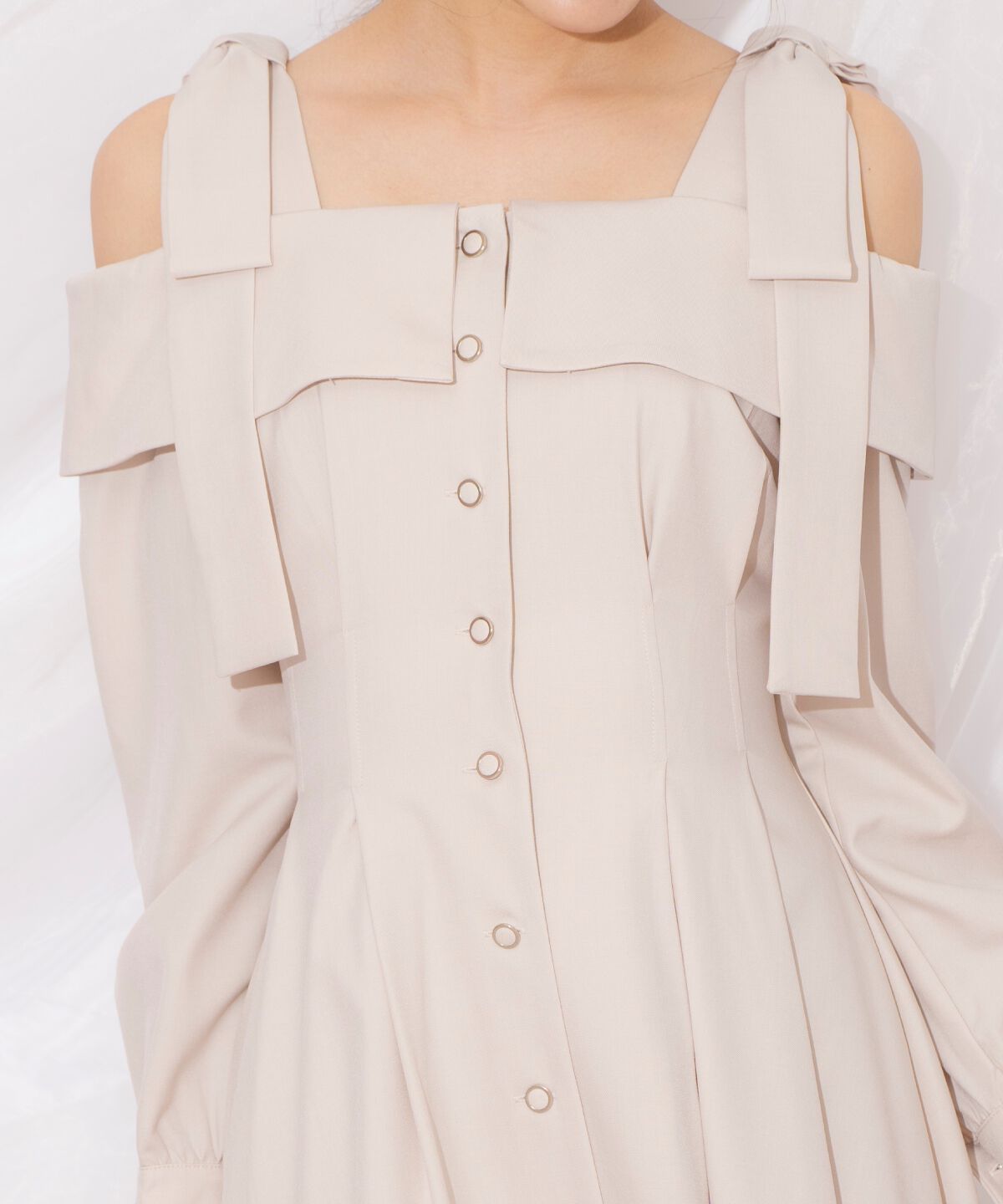 WILLSELECTION「ショルダーリボンタックウエストシャツワンピース」|ワンピース|