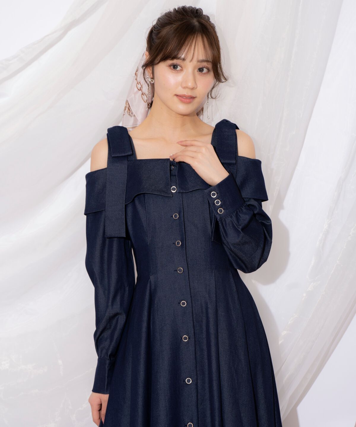 WILLSELECTION「ショルダーリボンタックウエストシャツワンピース」|ワンピース|