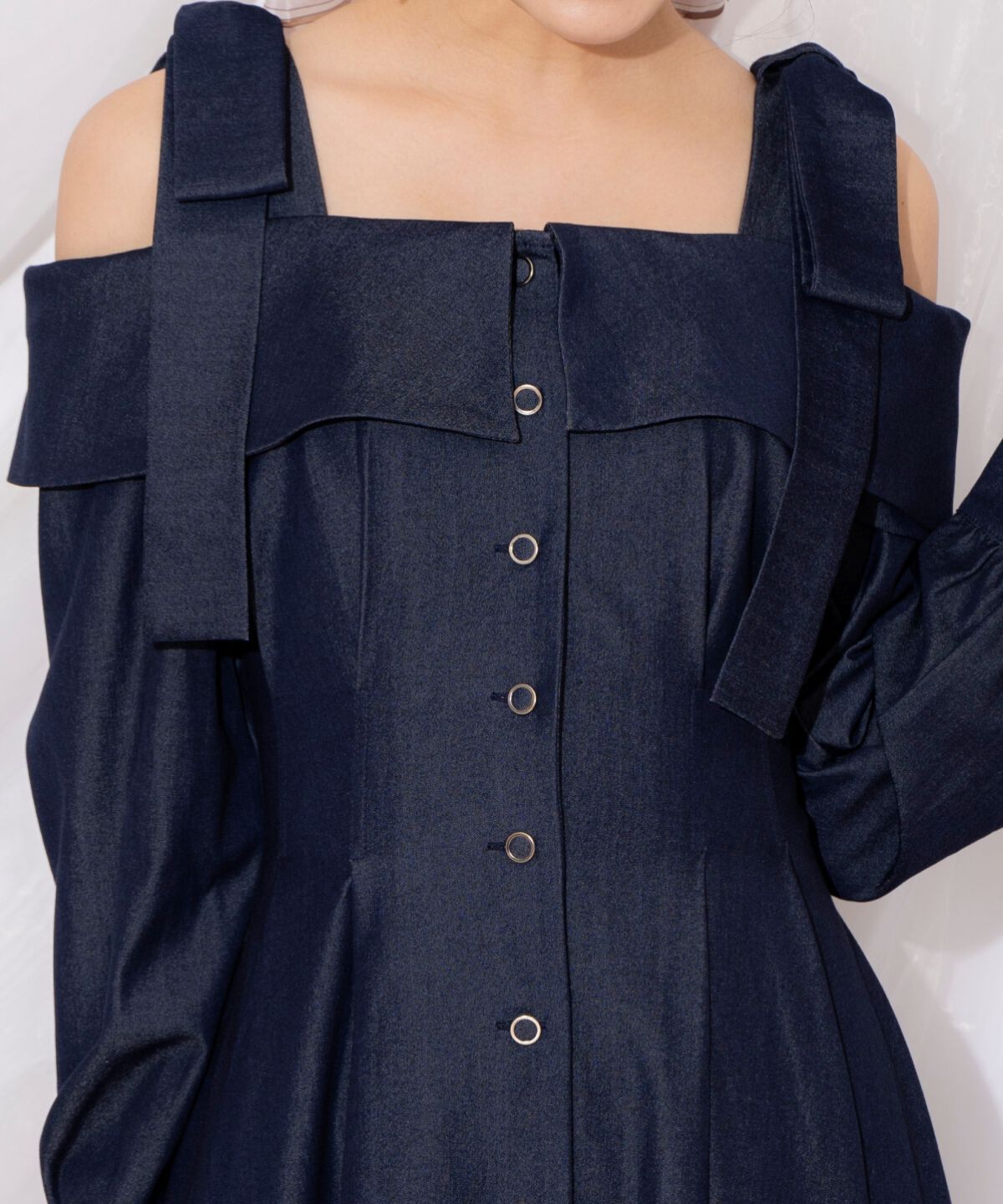 WILLSELECTION「ショルダーリボンタックウエストシャツワンピース」|ワンピース|