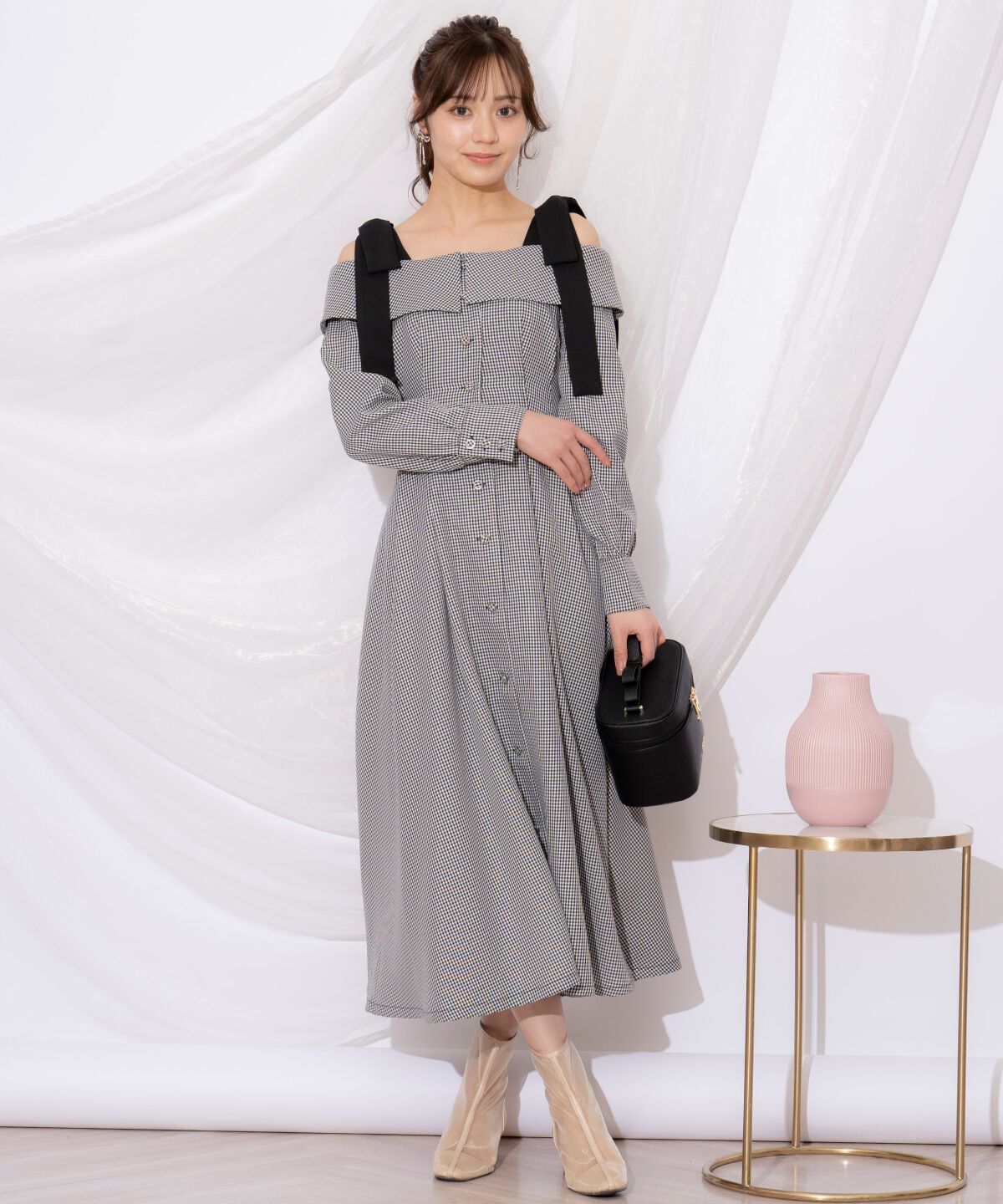 WILLSELECTION「ショルダーリボンタックウエストシャツワンピース」|ワンピース|