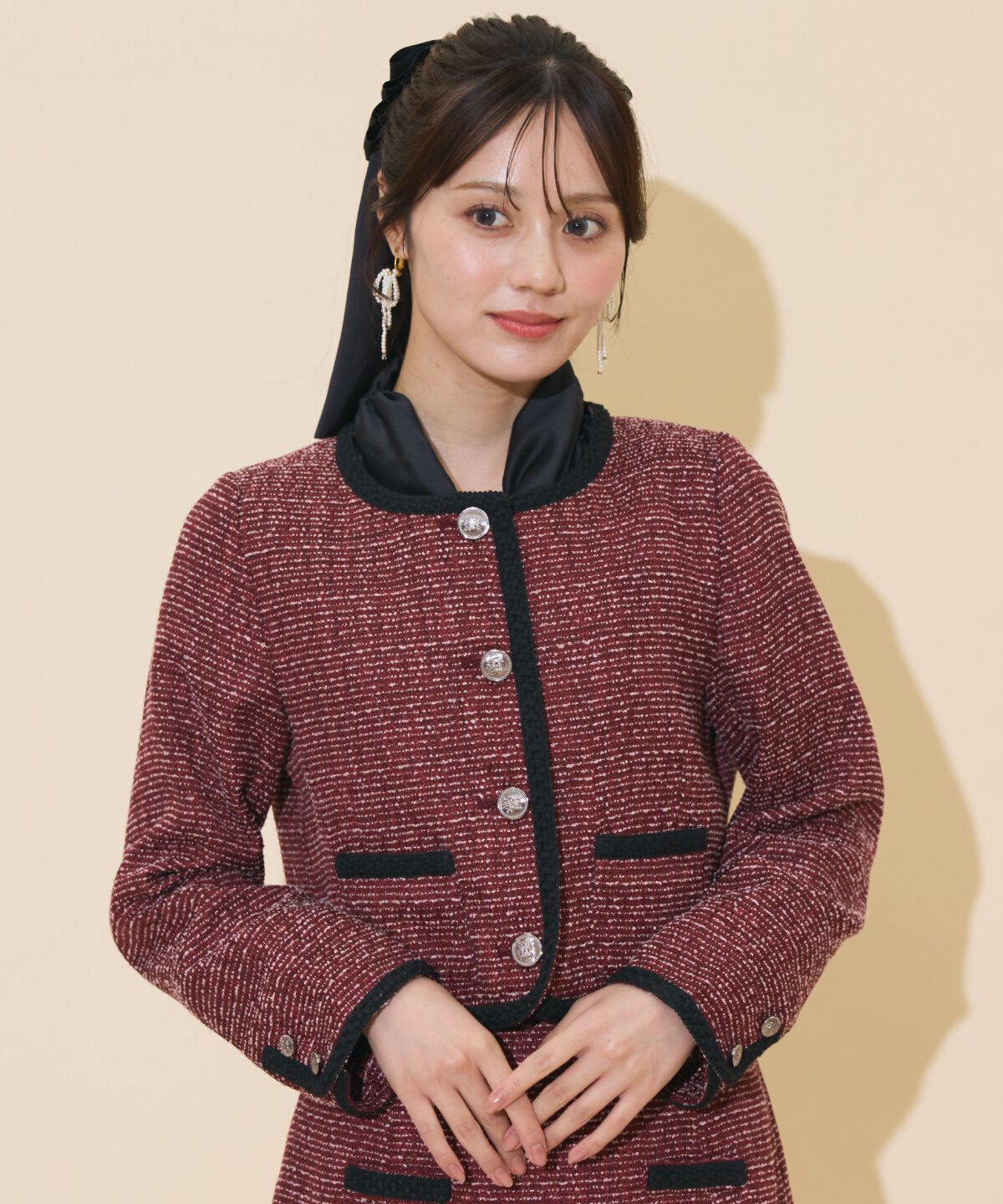 WILLSELECTION「ブレードデザインノーカラーツイードジャケット」|ノーカラージャケット|