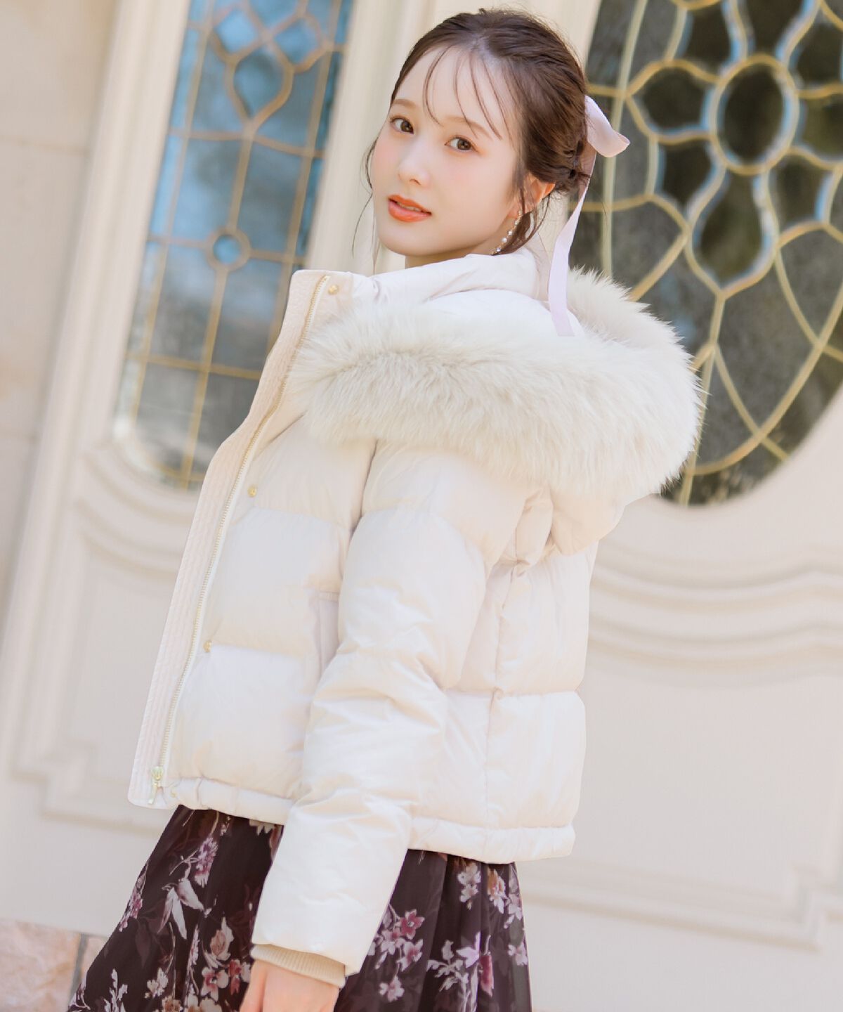 WILLSELECTION「ファー付きショートダウン」|ダウン|ベージュ