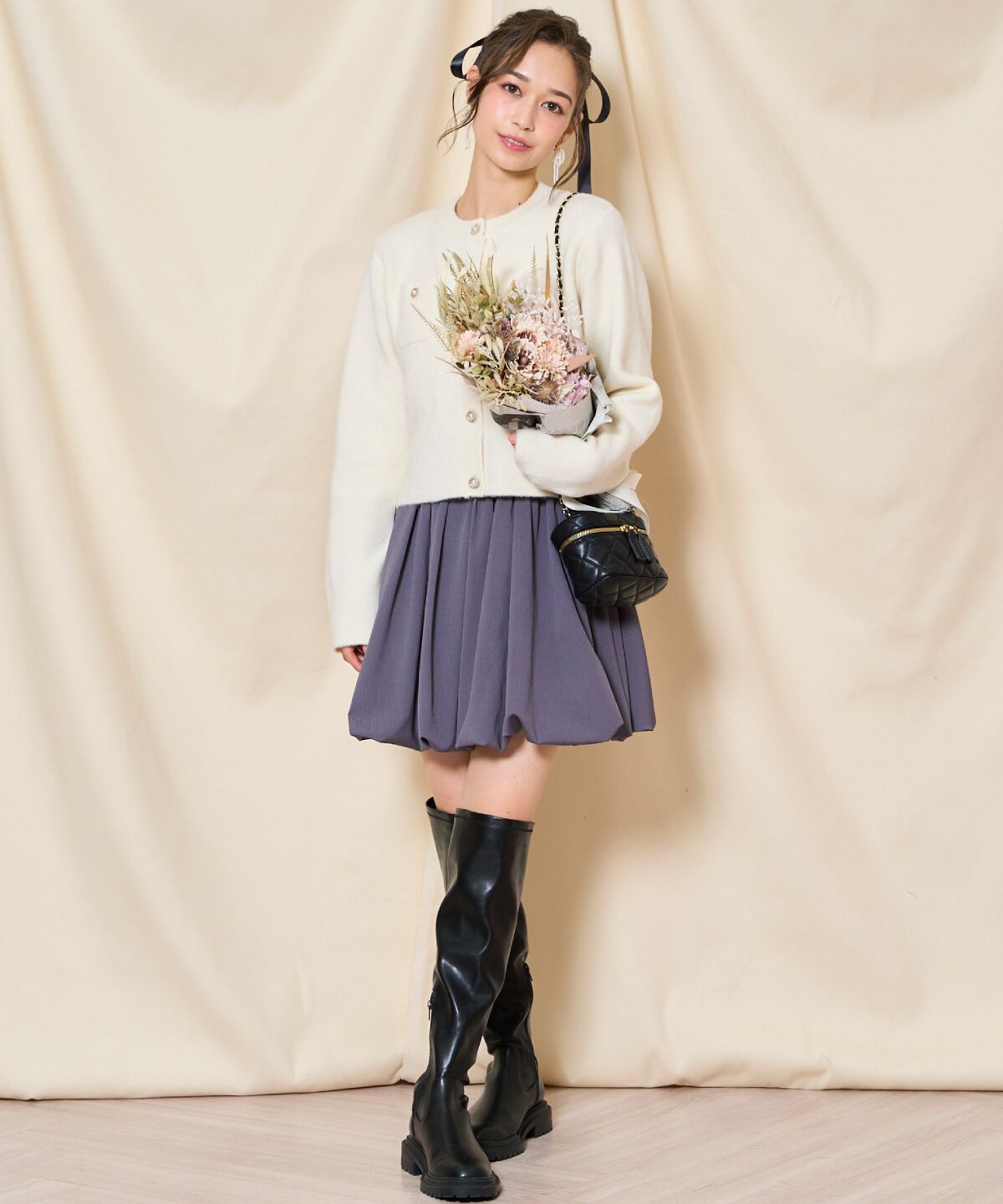 WILLSELECTION「バルーンミニスカート」|フレア|ﾁｬｺｰﾙｸﾞﾚｰ