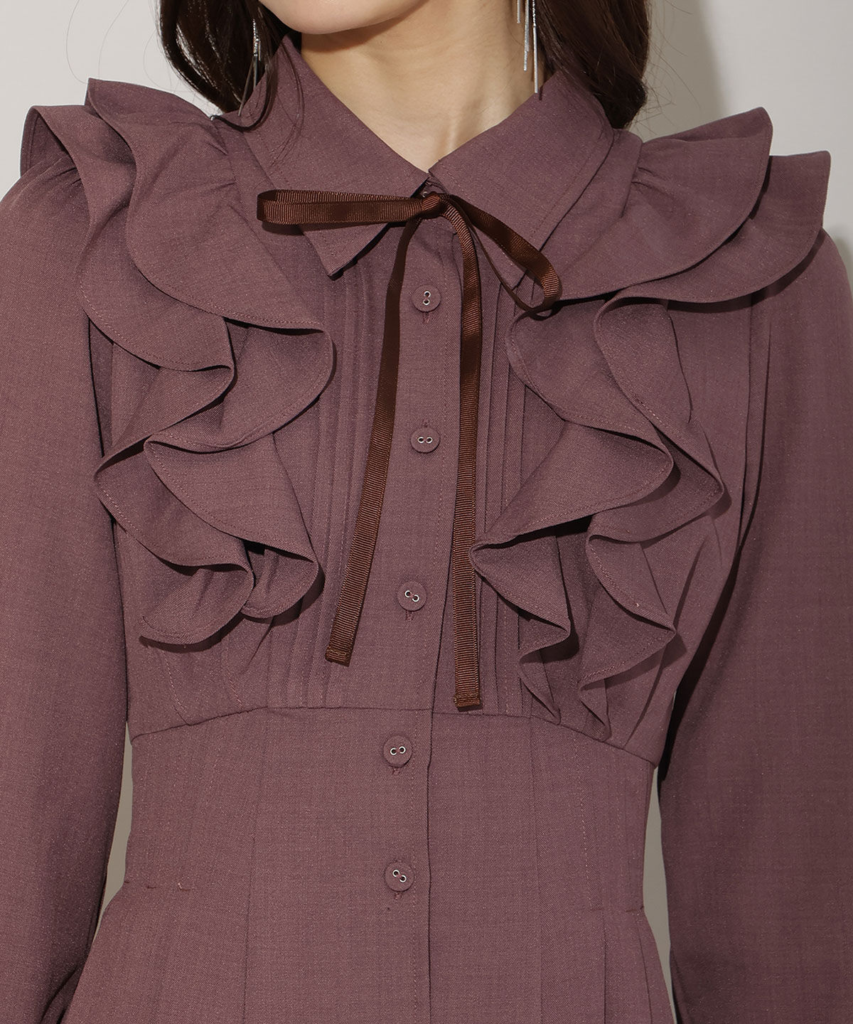 WILLSELECTION「ナローリボンフリルシャツワンピース」|ワンピース|