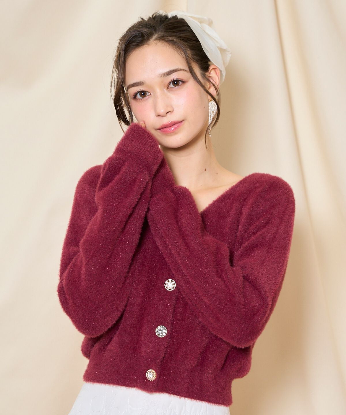 WILLSELECTION「アソートボタンラメフェザーカーディガン」|カーディガン|