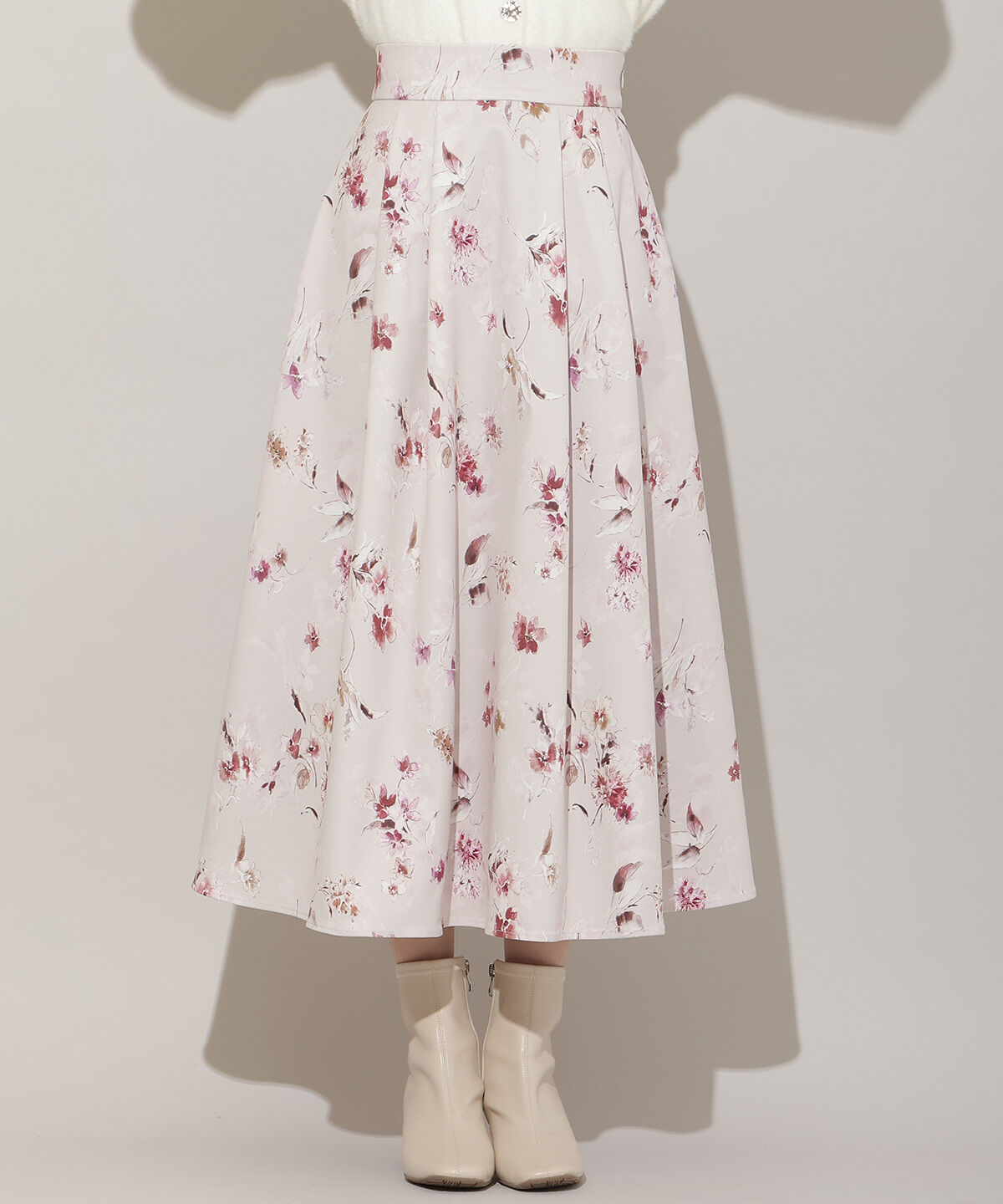 WILLSELECTION「フラワープリントボリュームタックスカート」|フレア|