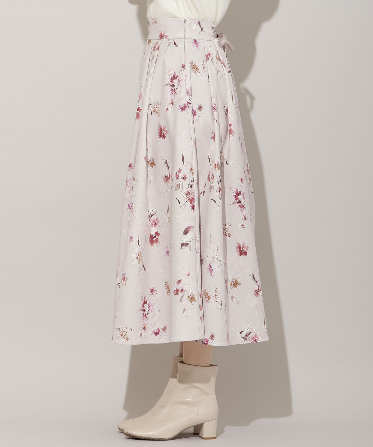 WILLSELECTION「フラワープリントボリュームタックスカート」|フレア|