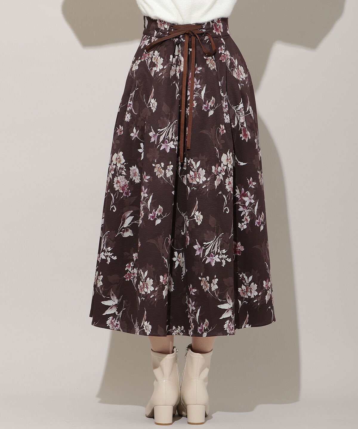 WILLSELECTION「フラワープリントボリュームタックスカート」|フレア|