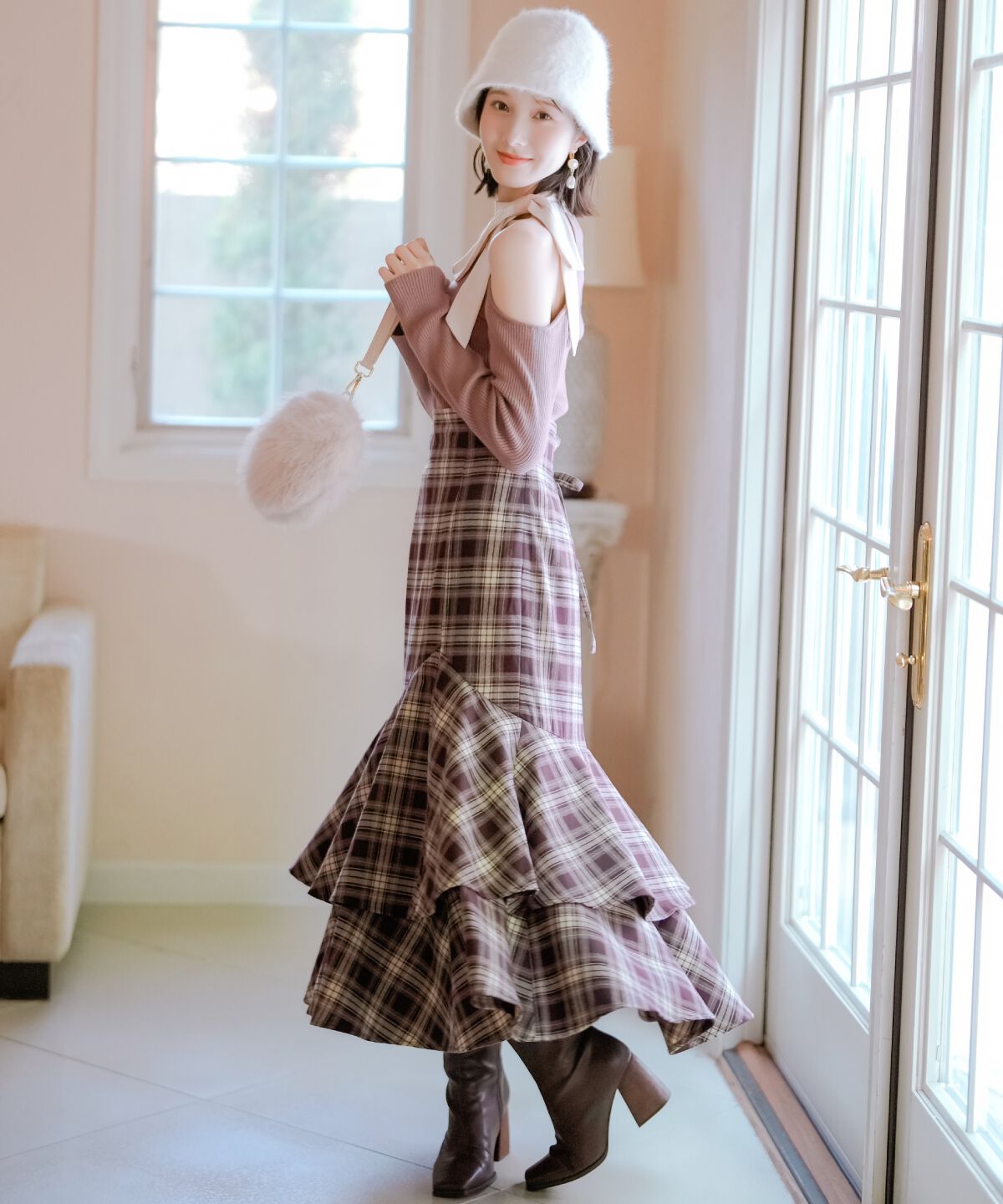 WILLSELECTION「ワンショルリボンタイリブニット」|ニット・セーター|