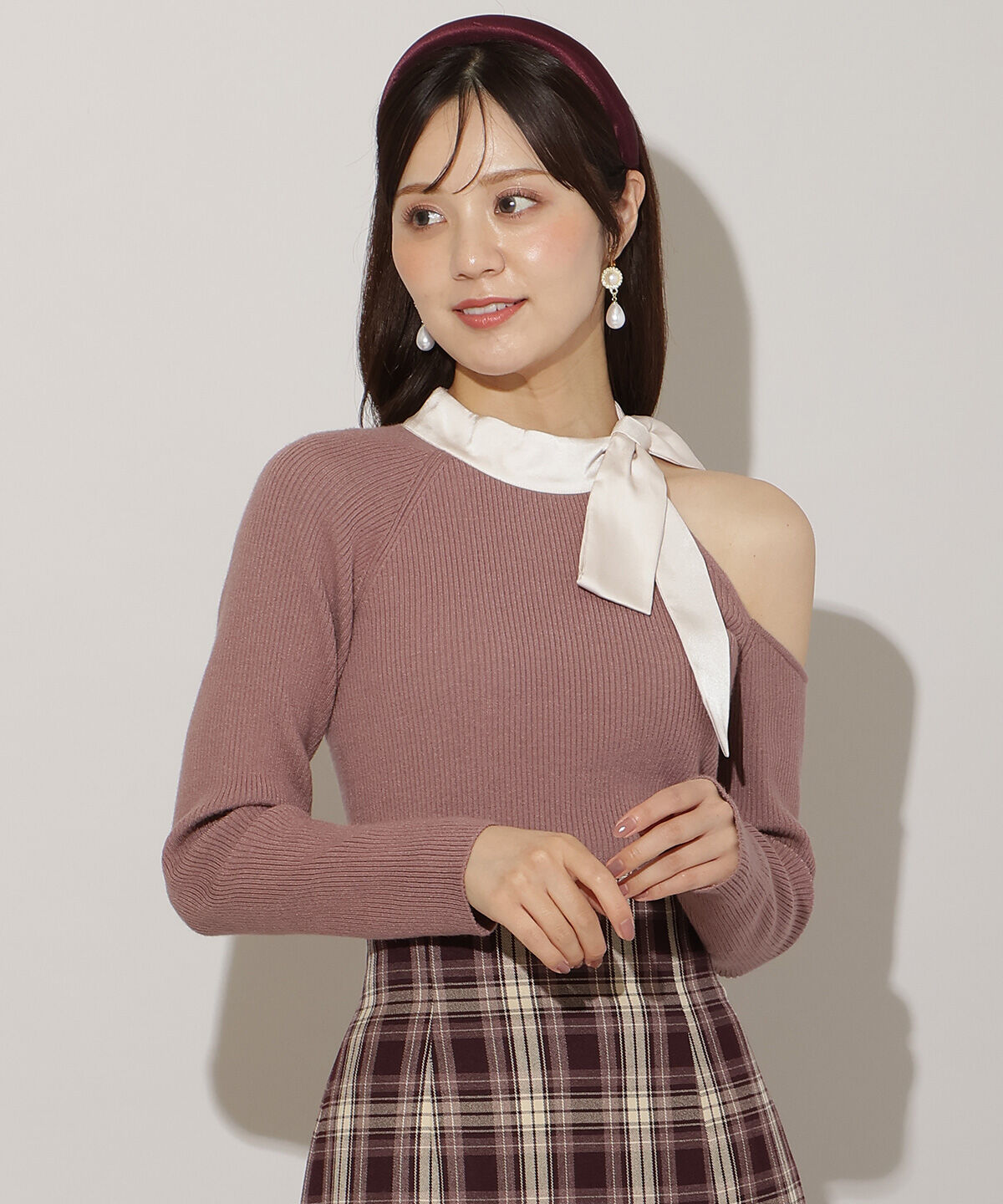 WILLSELECTION「ワンショルリボンタイリブニット」|ニット・セーター|