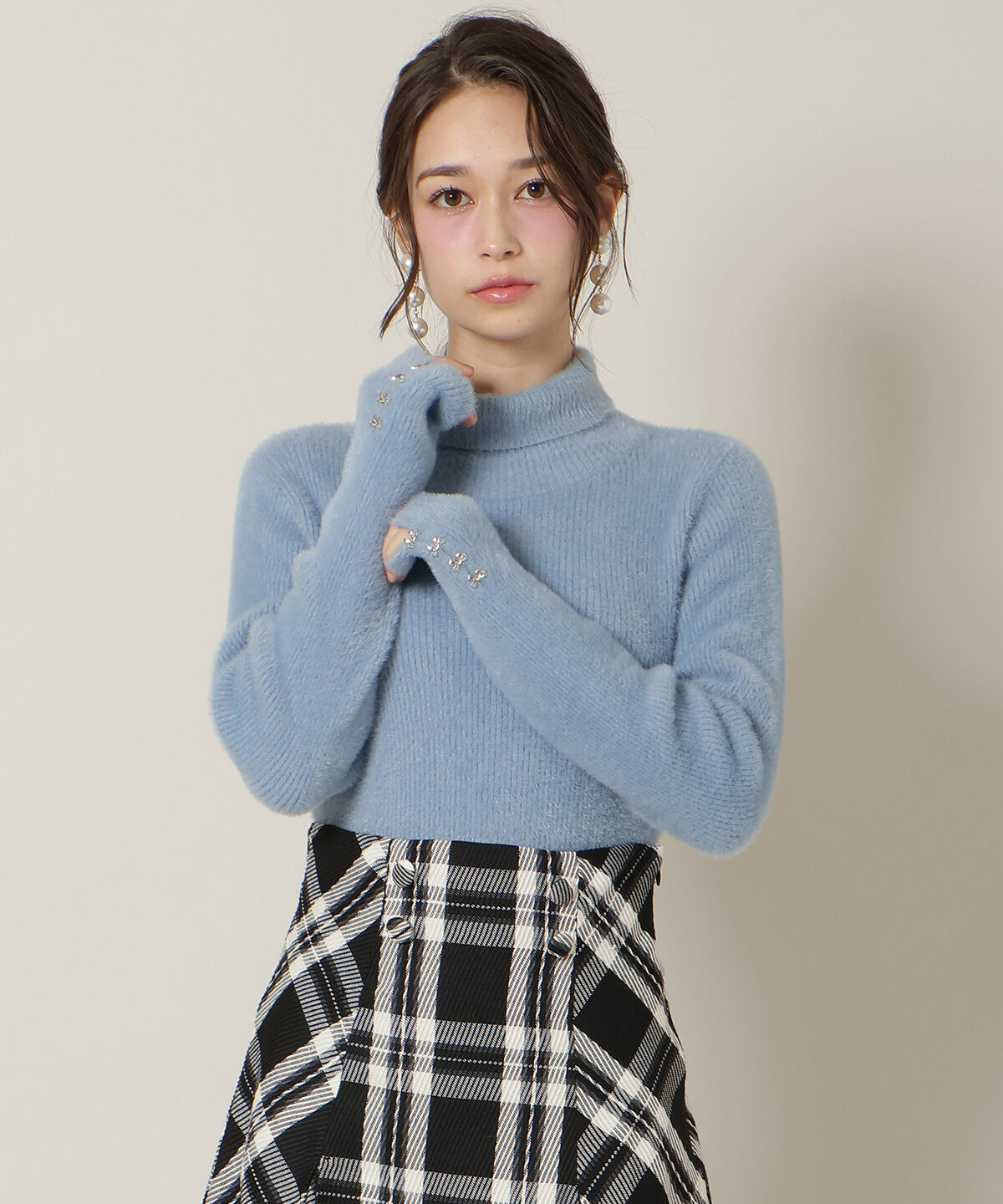 WILLSELECTION「FOXライクヤーンタートルネックプルオーバー」|ニット・セーター|ブルー