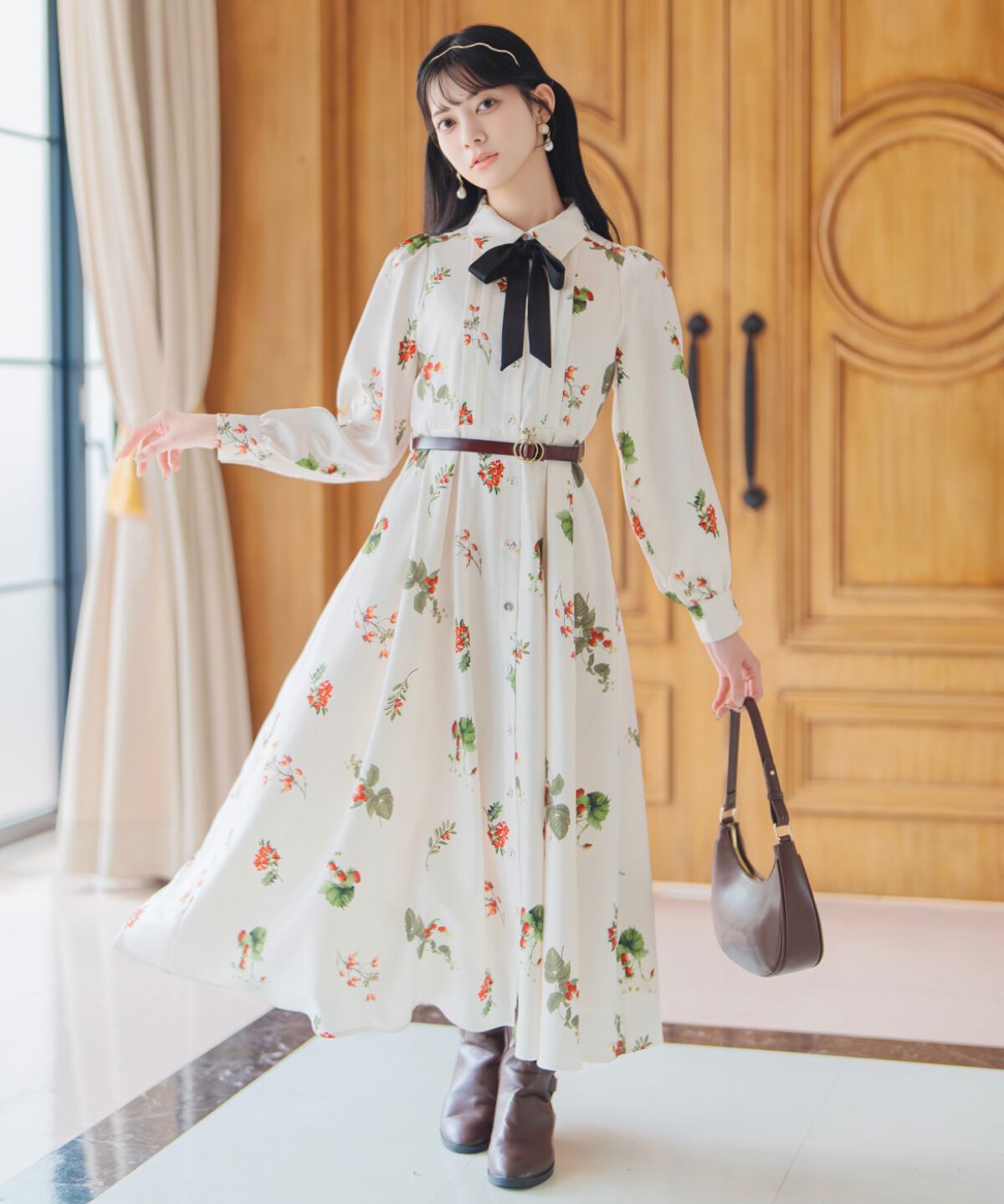 WILLSELECTION「ウィンターボタニカルリボンタイワンピース」|ワンピース|