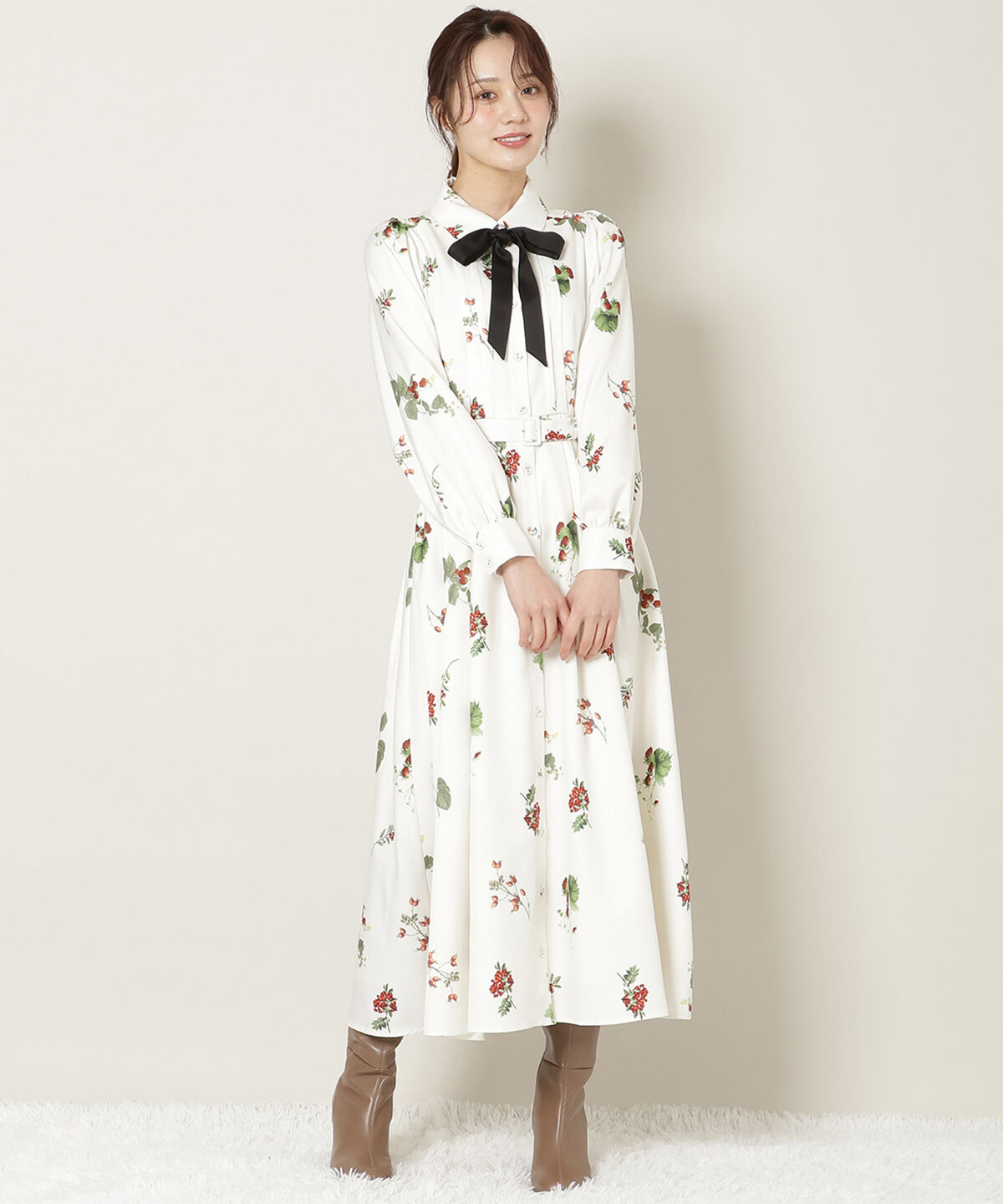 WILLSELECTION「ウィンターボタニカルリボンタイワンピース」|ワンピース|