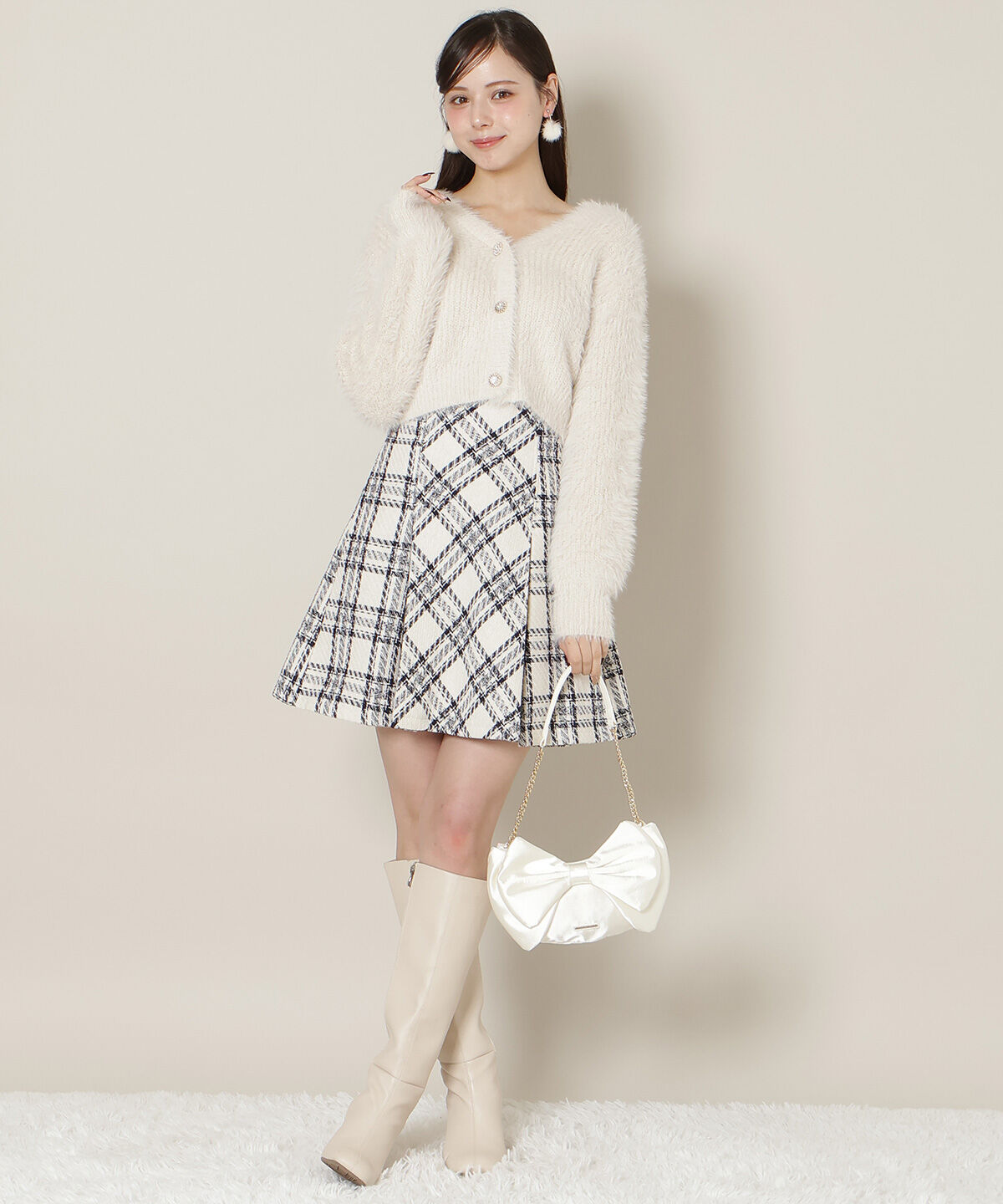 WILLSELECTION「Vネックラメフェザーカーディガン」|カーディガン|