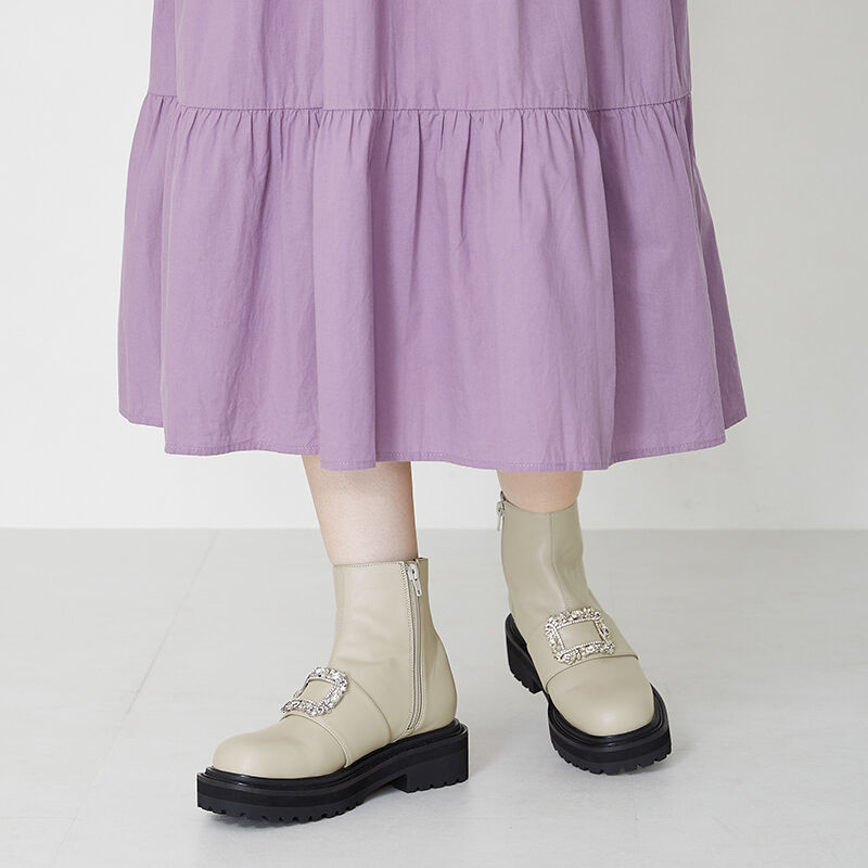 ORiental TRaffic「ビジューモチーフタンクソールブーツ/31432」|ショートブーツ|