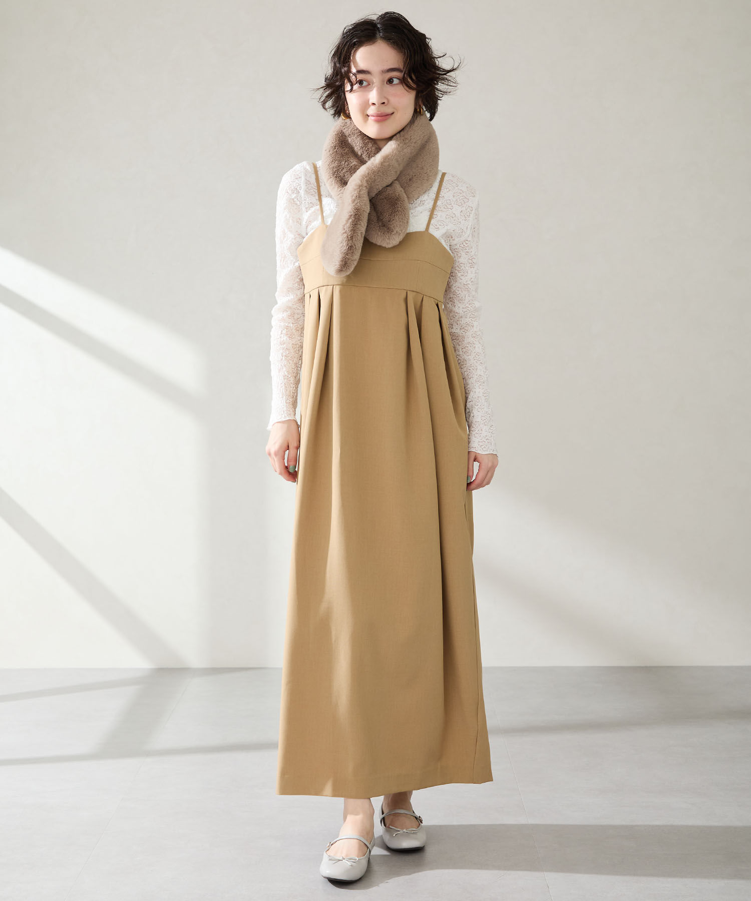 WA Oriental TRaffic「 メリージェーン バレエ パンプス /52313 防寒 起毛 ファー ゴムストラップ」|パンプス|