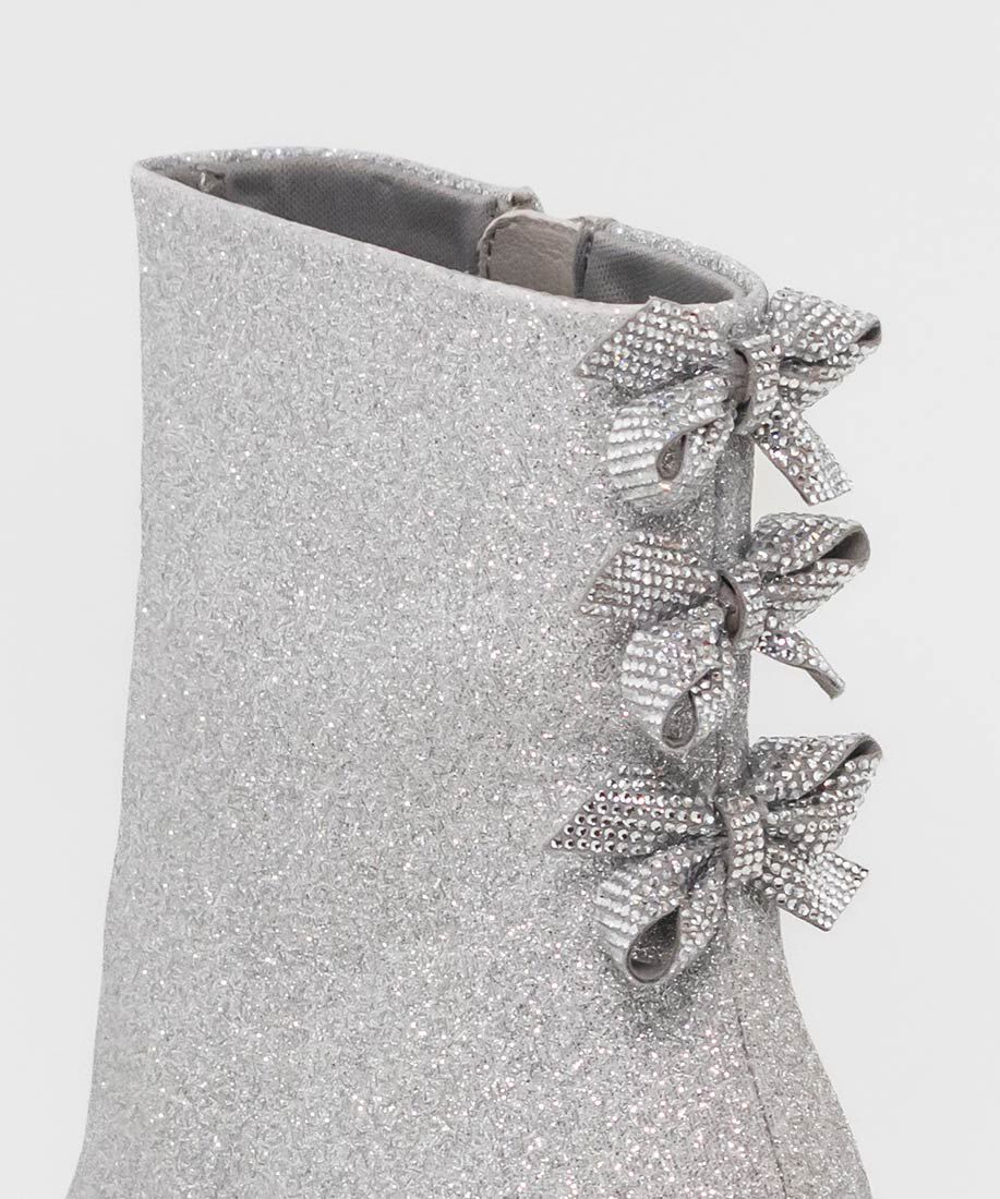  「バックリボングリッターショートブーツ」|ショートブーツ|
