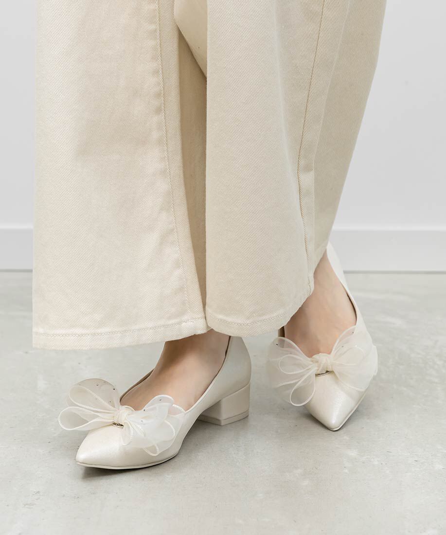  「2WAY シアーリボンチャンキーヒールパンプス」|パンプス|