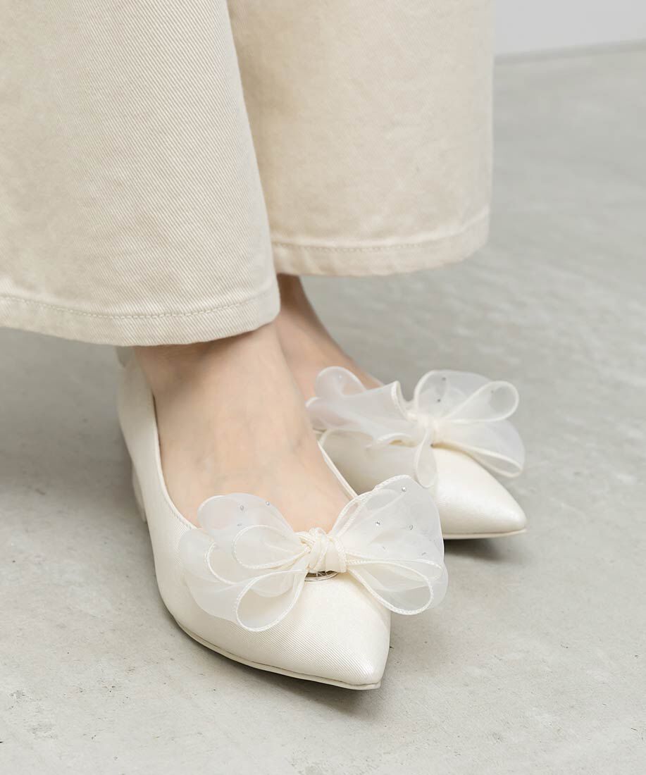  「2WAY シアーリボンチャンキーヒールパンプス」|パンプス|