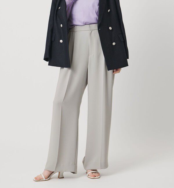 UNITED ARROWS「P 2タック ワイドパンツ ‐吸水速乾 帯電防止 接触冷感 ウォッシャブル‐」|スラックス|MD.GRAY