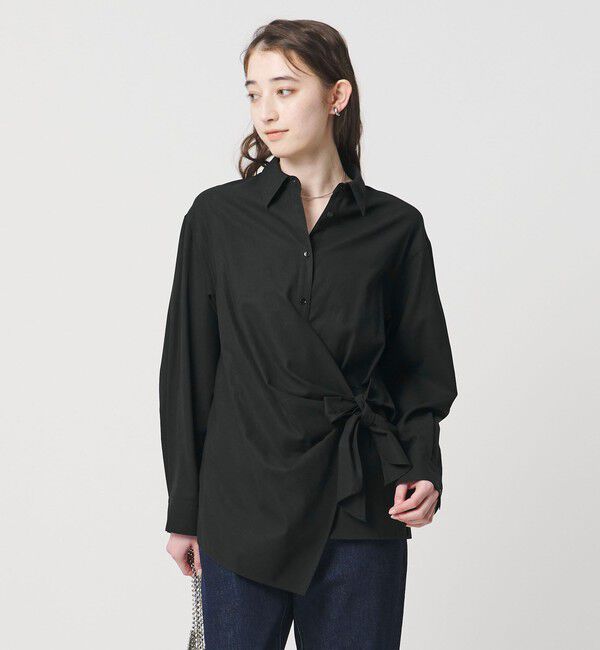 UNITED ARROWS「ドレープ ギャザー シャツ ‐ウォッシャブル‐」|シャツ・ブラウス|BLACK