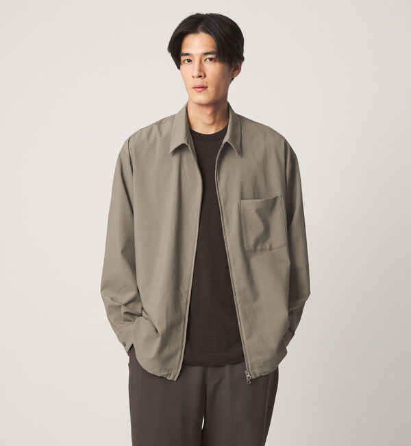 UNITED ARROWS「DotAir ドットエア サッカー ジップ シャツ　吸水速乾」|シャツ・ブラウス|OLIVE