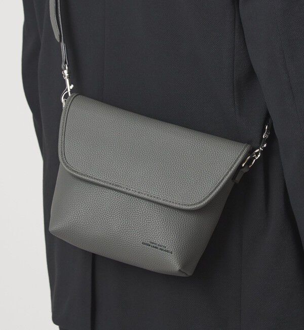 UNITED ARROWS green label relaxing「シボ レザーライク フラップ ショルダーバッグ」|ショルダー・メッセンジャー|MD.GRAY