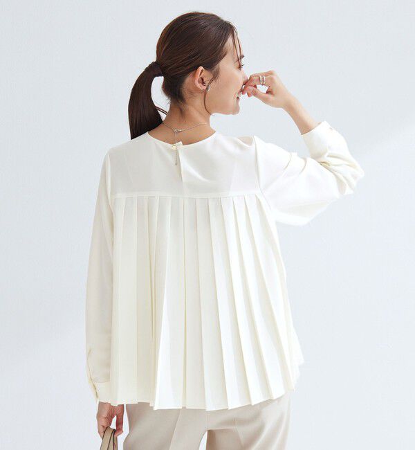 UNITED ARROWS green label relaxing「［size SHORTあり］パウドレ プリーツ ブラウス ウォッシャブル ストレッチ」|シャツ・ブラウス|