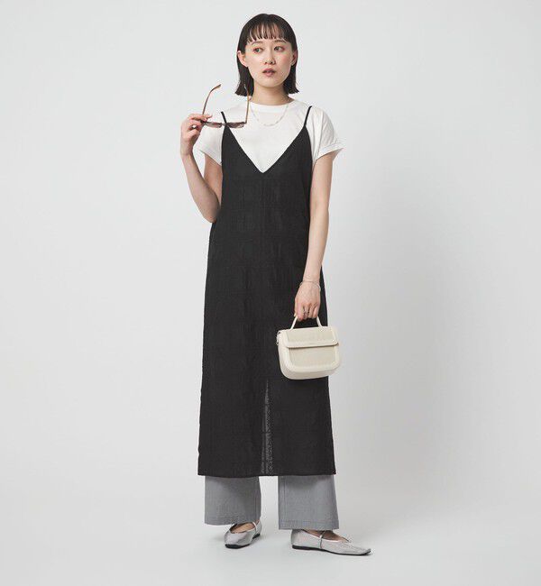 UNITED ARROWS green label relaxing「シアー クロス ステッチ ワンピース」|ワンピース|BLACK