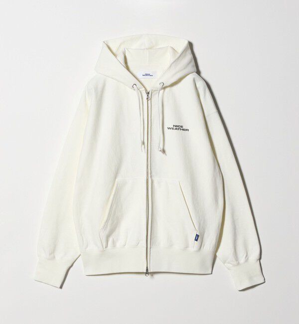 NICE WEATHER「＜NICE WEATHER＞ロゴスウェット ジップパーカ 2」|パーカー|WHITE