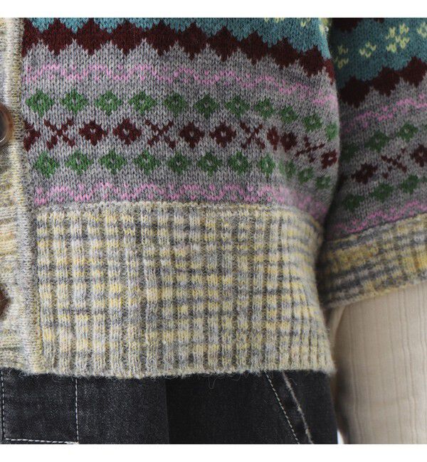 BEAMSBOY「フェアアイル 5分袖 カーディガン」|ベスト・ジレ|