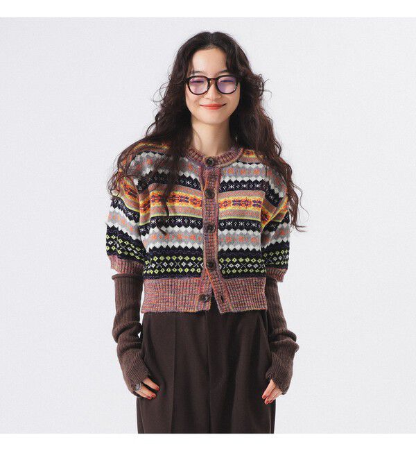 BEAMSBOY「フェアアイル 5分袖 カーディガン」|ベスト・ジレ|